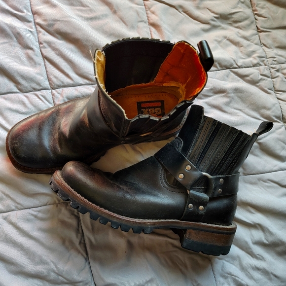 VTG Vintage Y2K Genuine Leather GBX Motorcycle Chelsea Boot Goth Industrial